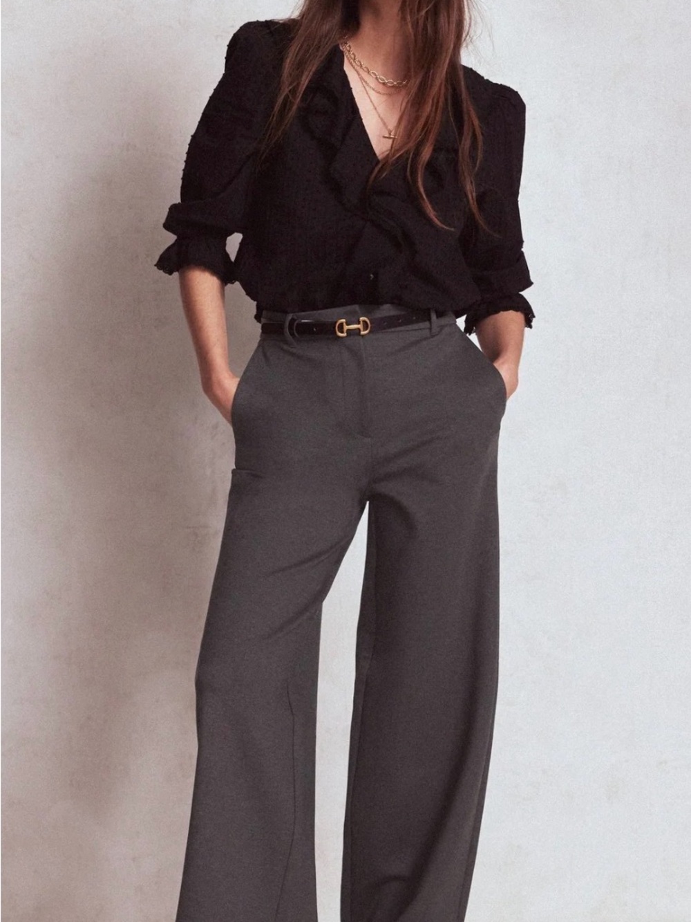 Boden Belgravia Ponte Wide Leg Trousers Gray Ponte Pants Office Wear US 10 Long